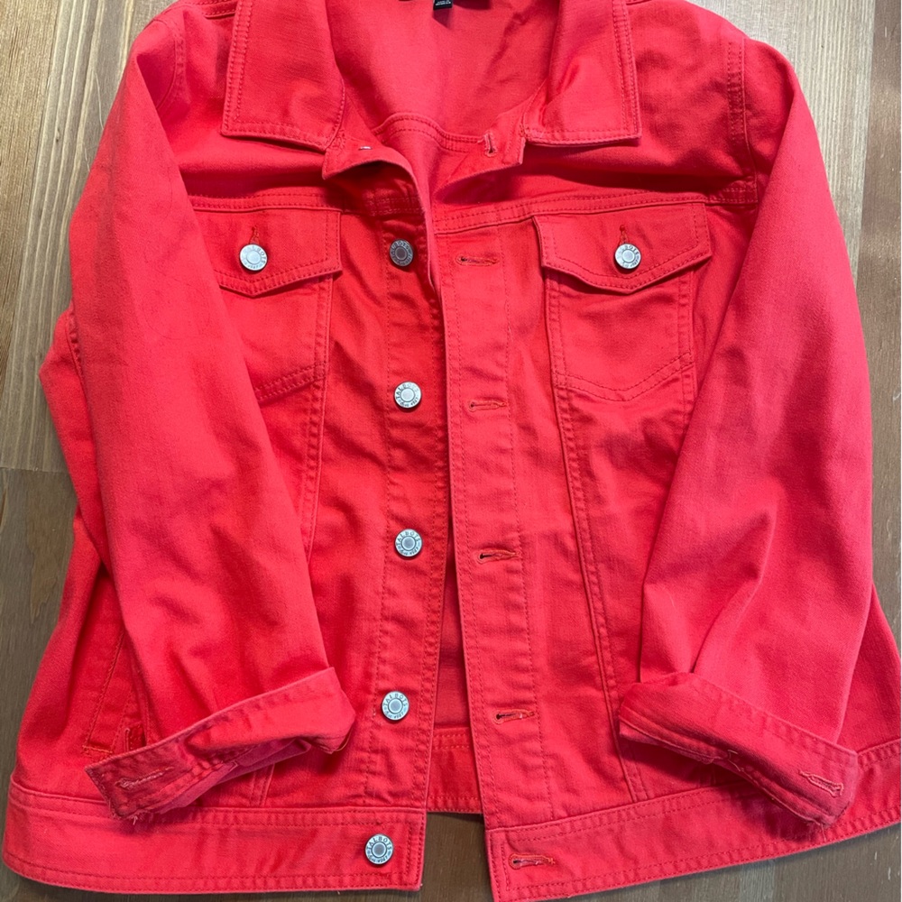 Woman’s red Talbots jean jacket size medium